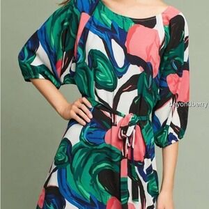 Anthropologie Callalily Kimono Dress balloon sleeve, bohemian hippie 70s floral